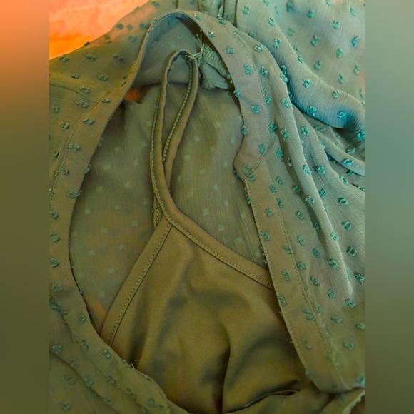 Torrid 4X Kelly Green Peasant Chiffon maxi dress long slip dress layered  24 26 - Picture 7 of 16